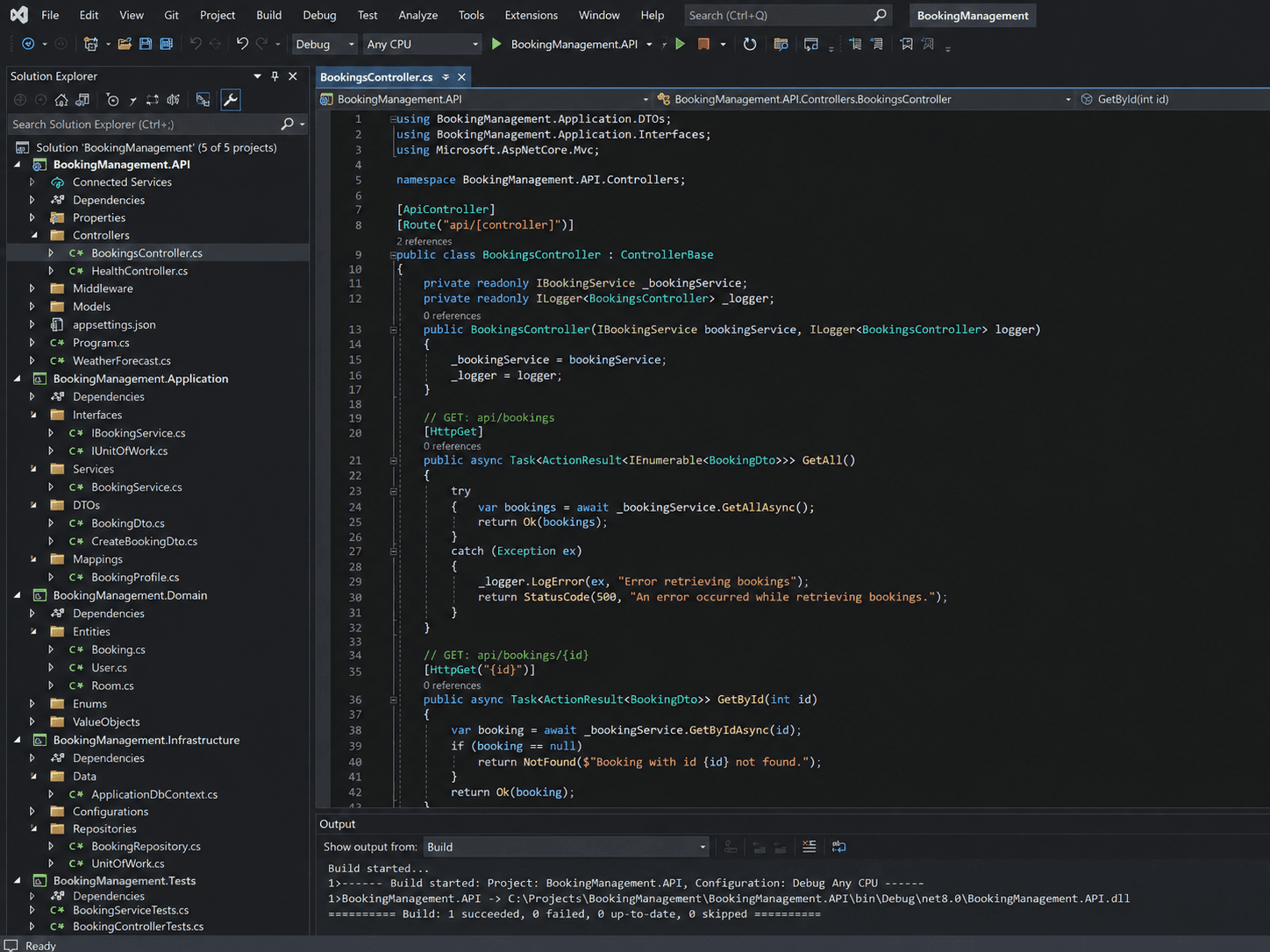 Booking Management API solution structure